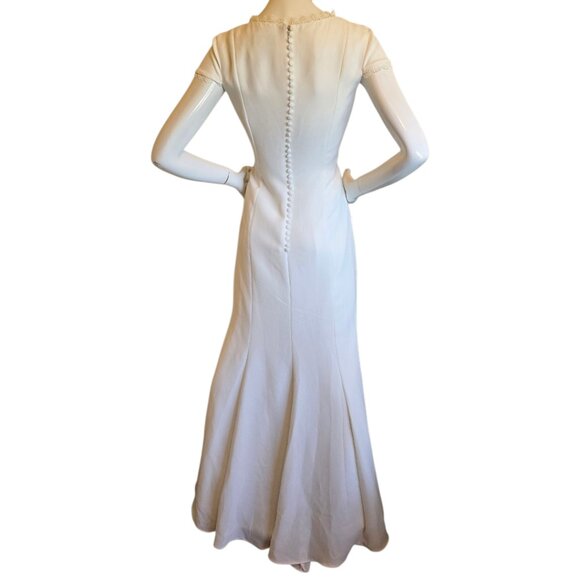 JS COLLECTION Royalty Inspired Cowlneck Wedding Gown sz 8 - Picture 9 of 14